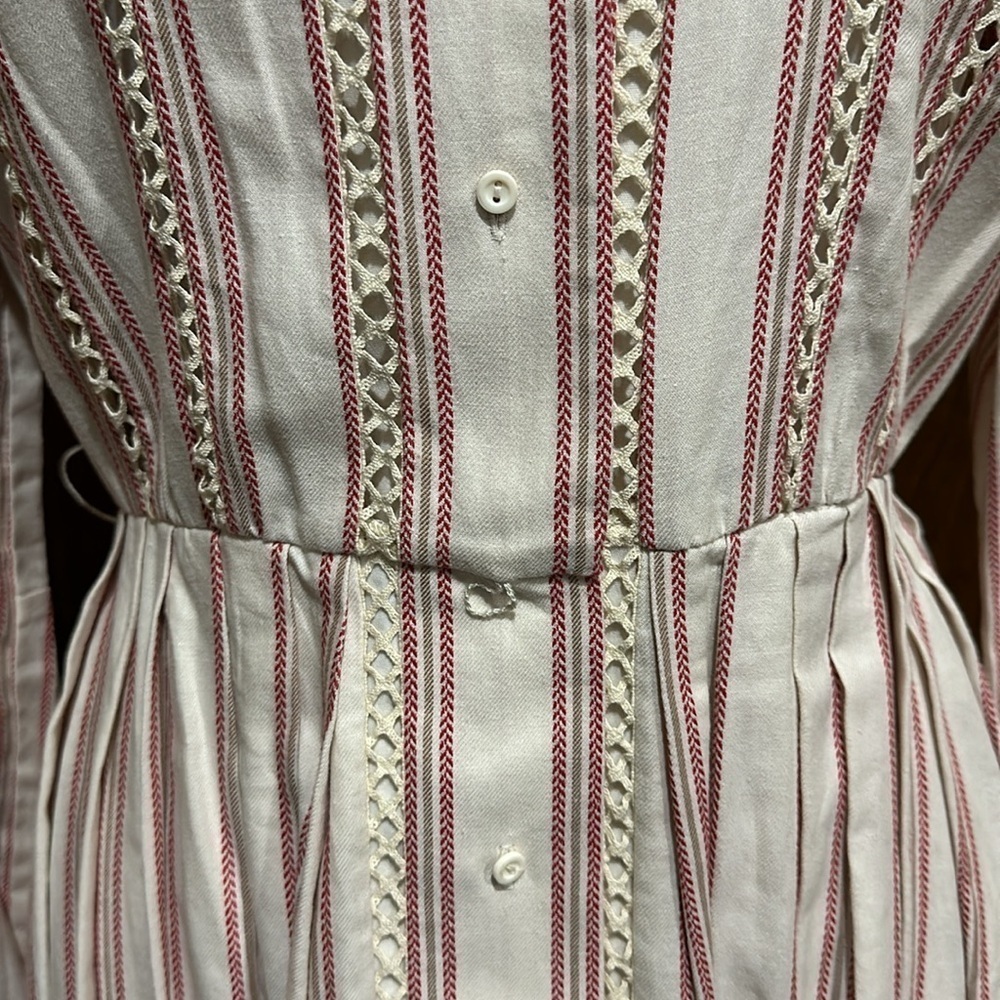 A Loves A Women's Striped Shirt Dress Size S Maroon Cream Knee Length - EUC - Picture 7 of 11